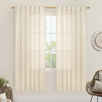 LAMIT Beige Linen Curtains for Living Room 2 Panels Set, 78 Inch Faux Linen by LAMIT