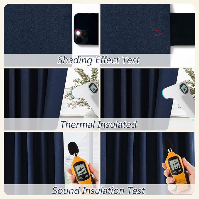 Guken Navy Blue 100% Blackout Curtains 120 Inch Length 2 Panels Set - Image 5