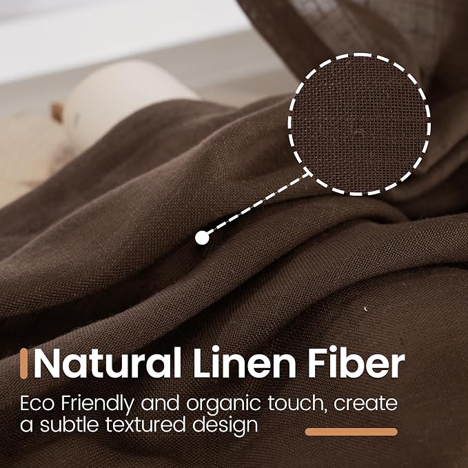 BGment Brown Linen Curtains 63 Inches Long - Image 3