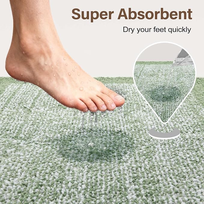 Bathroom Rugs 24x17 Non Slip Washable, Soft Absorbent Quick Dry Mats - Image 7
