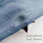 HOMEIDEAS Stone Blue Floral Sheer Curtains 63 Inches Long 2 Panels Embroidered - Image 3