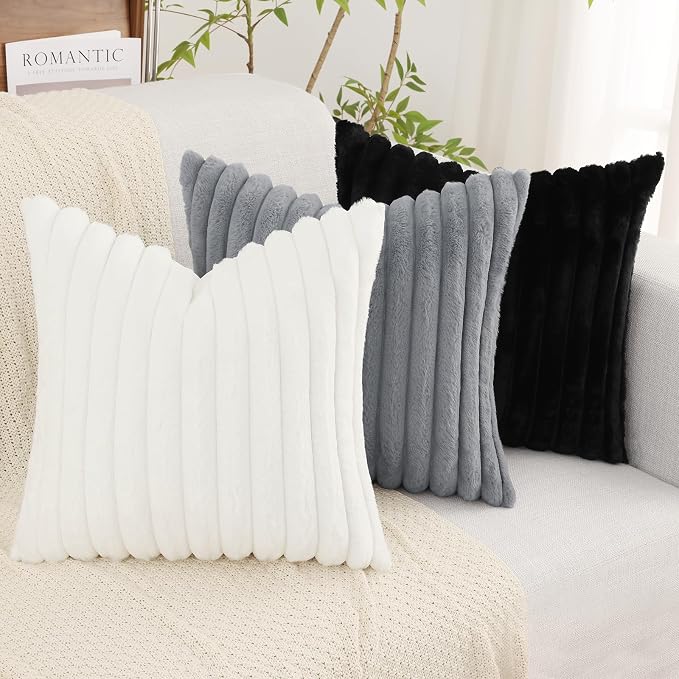 decorUhome Cozy Faux Fur Throw Pillow Covers 12x20 Set of 2 Decorative Soft - Image 7