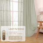 LAMIT 95 Inches Long Sage Grey Linen Curtains - Image 4