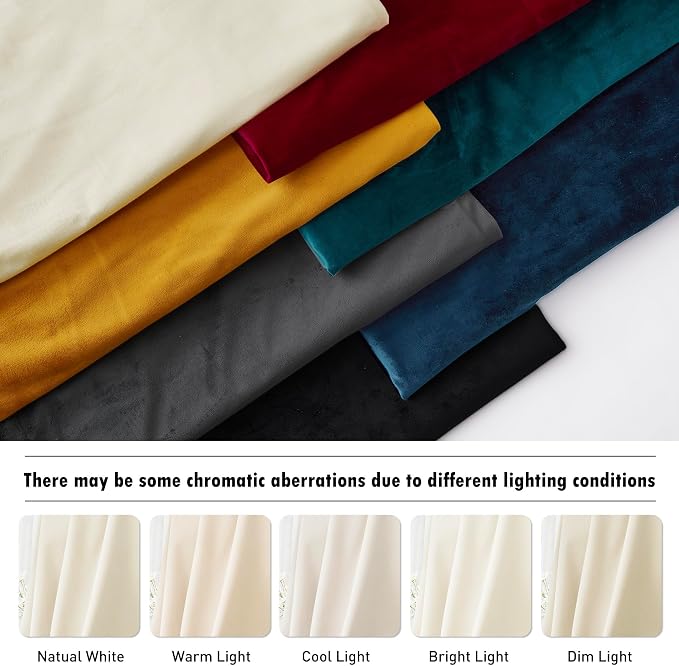 RYB HOME Ivory White Velvet Curtains 84 inches - Image 6