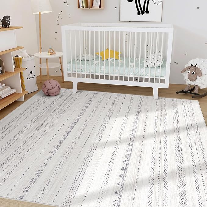 Nakagishi 7x9 Area Rug Living Room: Washable Boho Large Neutral Soft Farmhouse - Image 7