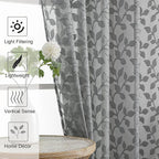 Chyhomenyc Charcoal Grey Short Curtains 45 Inch Length 2 Panels, Light - Image 3
