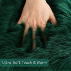 duduta Emerald Green Faux Sheepskin Throw Rug 2x3 ft, Fluffy Shag Small Bedside - Image 4