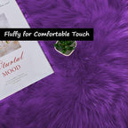 Goolela Purple Circle Rug 5ft Fluffy Round Fuzzy Furry Faux Fur Sheepskin Carpet - Image 2