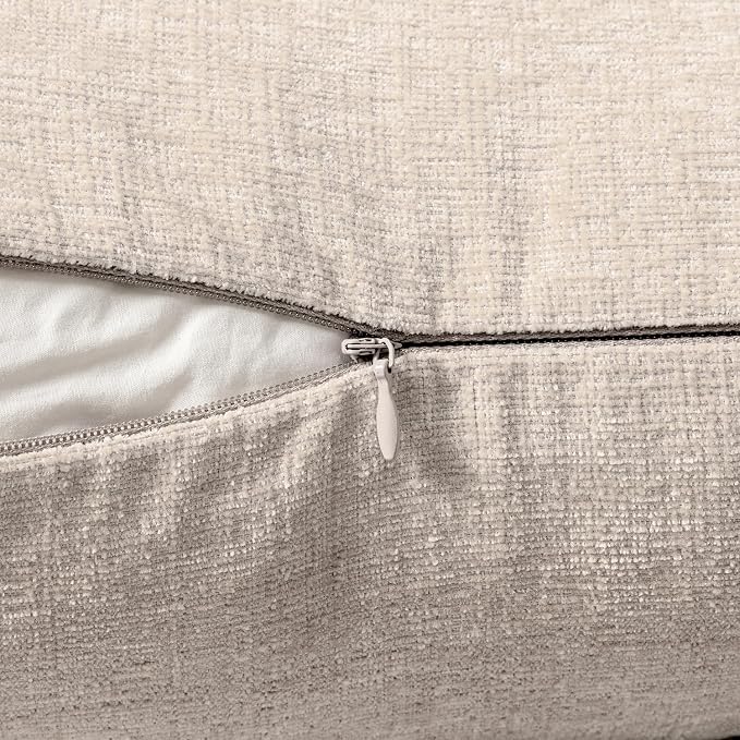 MIULEE Pack of 2 Couch Throw Pillow Covers 12x20 Inch Soft Light Brown Chenille - Image 3
