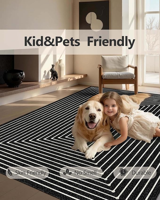 Latte&Fog 3x5 Entryway Rug Indoor, Modern Abstract Washable Area Rug, Boho Non - Image 6