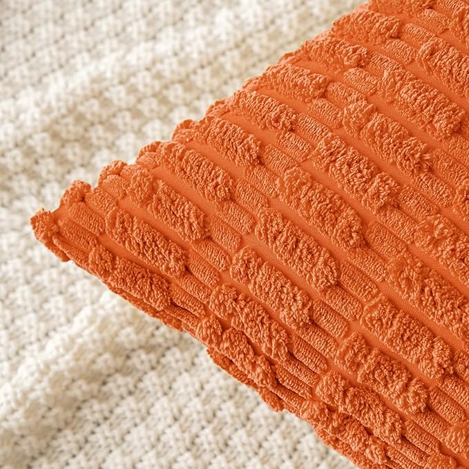MIULEE Pack of 2 Orange Corduroy Decorative Pillow Covers 20x20 Inch Soft Boho - Image 2