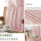 Lecloud Leia Blush Pink Sheer Curtains 90 Inches Long 2 Panels, Airy Leaf - Image 3