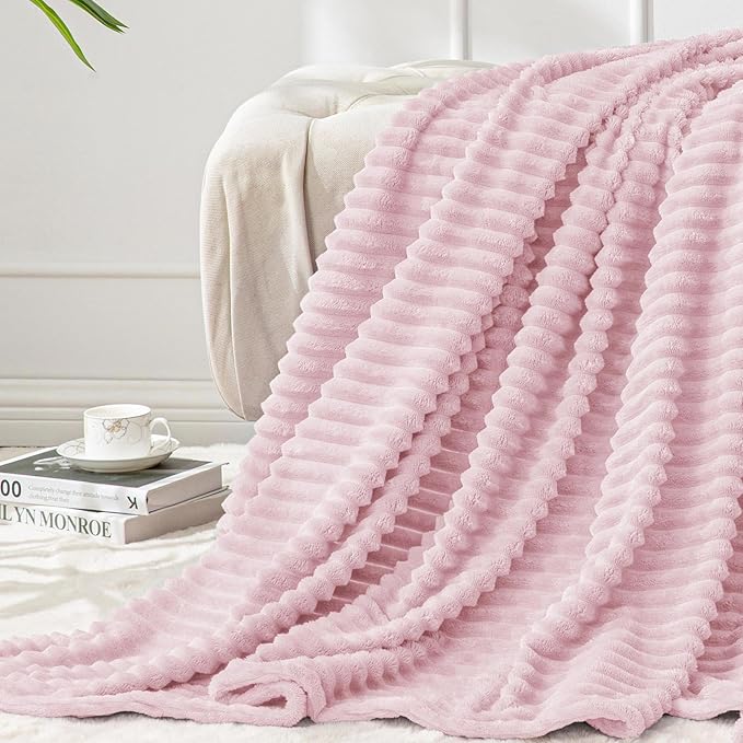 BEDELITE Fleece Blanket Twin Size – 3D Ribbed Jacquard Soft and Warm Decorative by BEDELITE