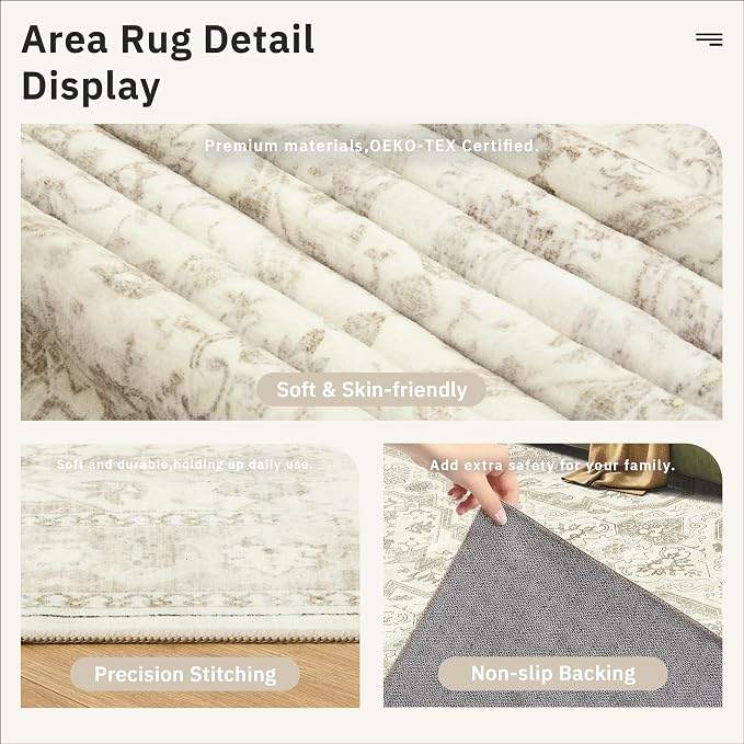 Area Rugs 5x7, Washable Rug, Stain Resistant 5x7 Area Rugs - Image 6
