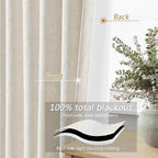 Guken Cream 100% Blackout Linen Curtains 42 Inch Wide by 108 Inch - Image 3