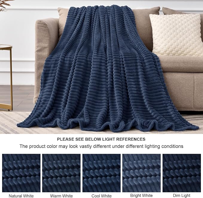 BEDELITE Fleece Blanket Queen Size – 3D Ribbed Jacquard Soft and Warm - Image 7