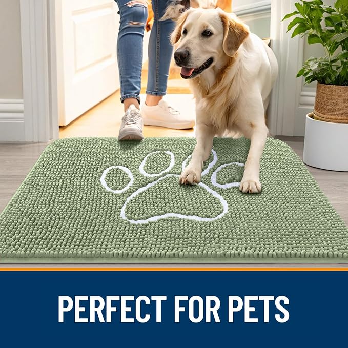 OLANLY Dog Door Mat for Muddy Paws 30x20, Paw Print Design, Absorbs Moisture - Image 6