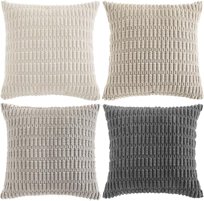 Fancy Homi Set of 4 Grey and White Boho Decorative Throw Pillow Covers 28x28 - Image 9