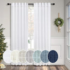 White Curtains 38 Inch Wide for Bedroom 2 Panels Back Tab Rod Pocket Semi Sheer by Pitalk