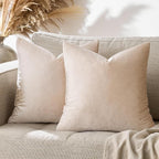 GIGIZAZA Beige Pillow Covers 20x20: Pack of 2 Super Soft Velvet Throw Pillows - Image 8