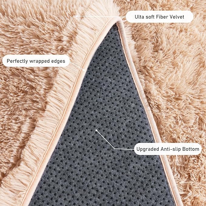 Camel Rugs for Bedroom, Soft Shaggy Modern Shag 4x6 Area Rug for Living Room - Image 5