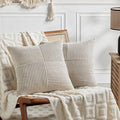 Fancy Homi 2 Packs Neutral Taupe Euro Decorative Throw Pillow Covers 26x26 Inch by Fancy+Homi