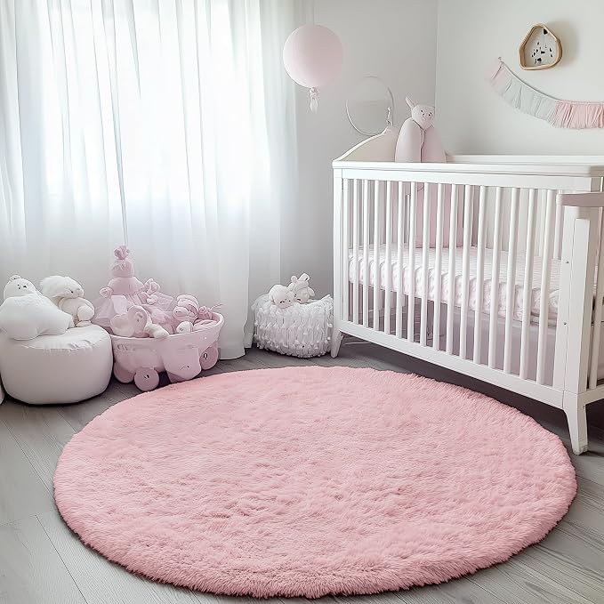 ONASAR Light Pink Round Area Rugs 4ft - Image 8