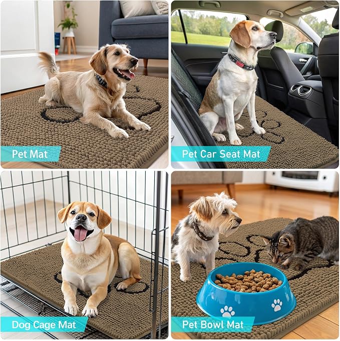 OLANLY Dog Door Mat for Muddy Paws 40x32, Paw Print Design, Absorbs Moisture - Image 7