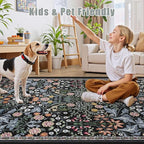 10x14 Area Rugs for Living Room: Floral Washable Rug Vintage Large Soft Boho - Image 7