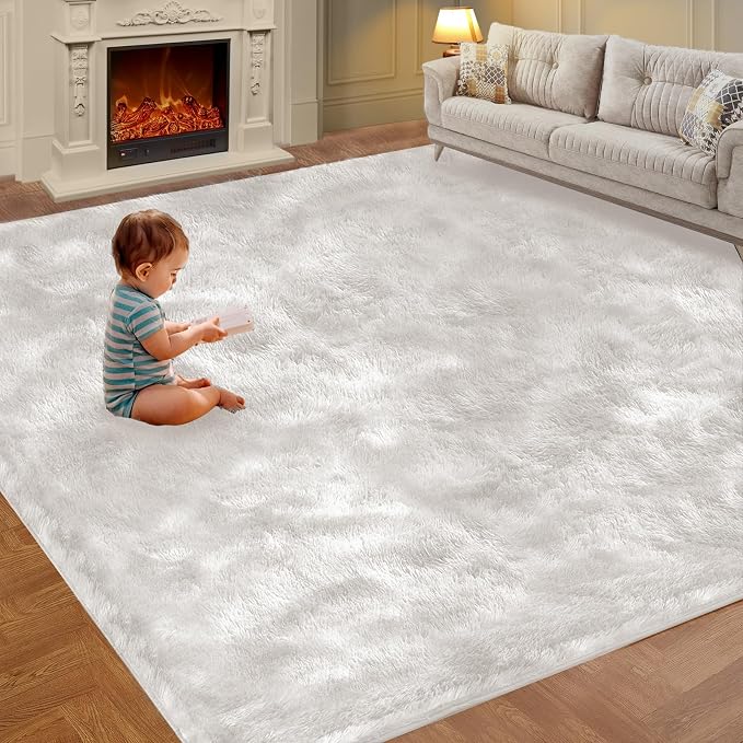 Large Area Rugs for Living Room, Super Luxury Soft Fluffy Modern Bedroom Rug by KNZE