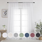 OWENIE White Sheer Curtains 108" inches Length 2 Panels Set, Sheer Curtains Rod by OWENIE
