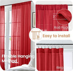 BGment Red Linen Curtains for Living Room 84 Inch Length - Image 6