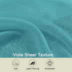 Turquoise Sheer Curtain for Bedroom Living Room 78 Inches Long 2 Panels Set - Image 3