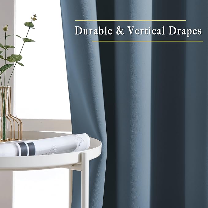 NICETOWN Smoky Blue Blackout Curtains 102 inches Long, Grommet Thermal - Image 5