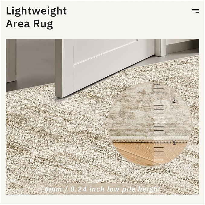10x14 Area Rugs for Living Room, Non Slip Machine Washable Vintage Rugs - Image 8
