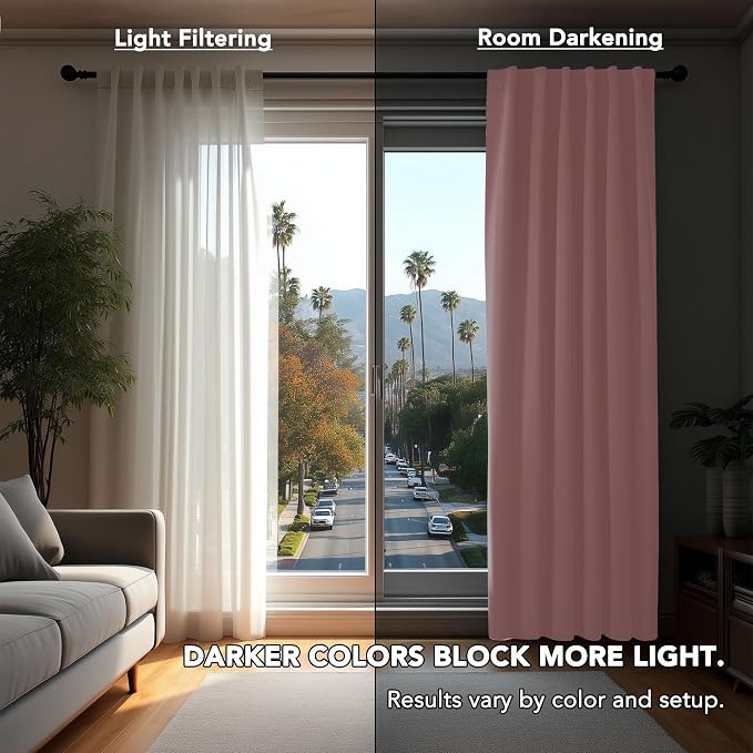Deconovo Solid Thermal Insulated Blackout Curtains Back Tab and Rod Pocket - Image 3