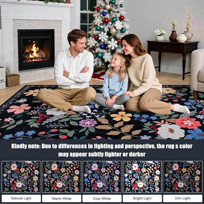 6x9 Area Rugs for Living Room: Floral Washable Rug Vintage Large Soft Boho - Image 9