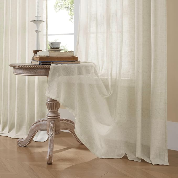 Joydeco Linen Curtains 72 Inch Length 2 Panel Sets, Light Filtering Curtains - Image 5
