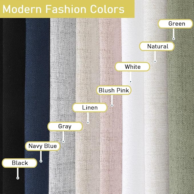 Navy Blue Valances for Windows, Light Filtering Faux Linen Textured Small Short - Image 9