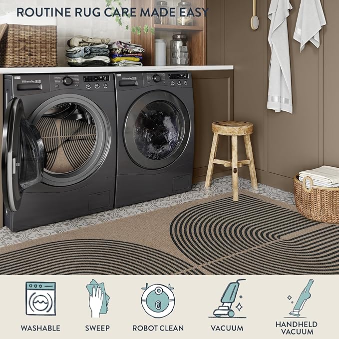 Lahome Enfys Modern Rainbow Easy Jute Carpet, 8x10 Living Room Rugs Indoor - Image 5