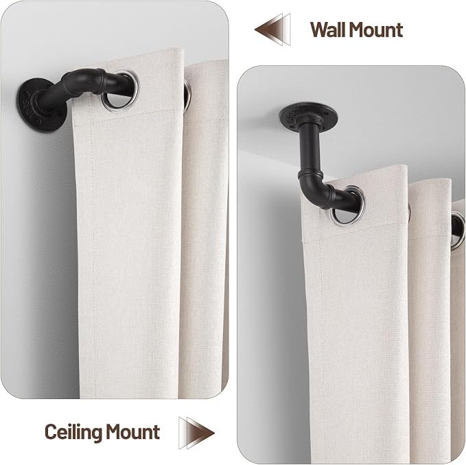 Zeerobee Curtain Rods for Windows 48 to 84, 1 Inch Industrial Wrap Around Black - Image 5