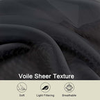 Black Sheer Curtains for Bedroom Living Room 45 Inch Length 2 Panels, Soft Airy - Image 3