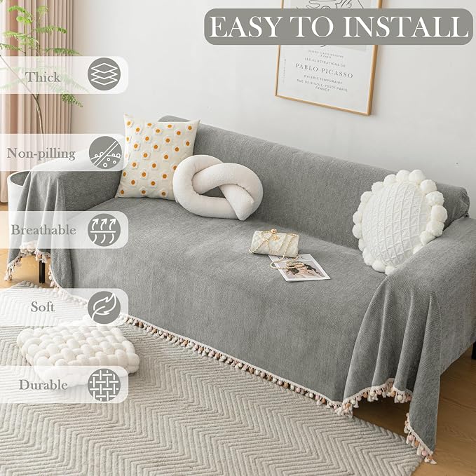 HANDONTIME Couch Slipcovers for Sofas Dark Grey Couches Cover Sofa Cover for - Image 8