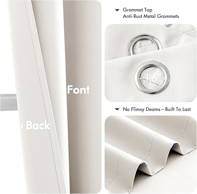 MIULEE Ivory Blackout Curtains for Bedroom Living Room 72 Inches Long 2 Panels - Image 4