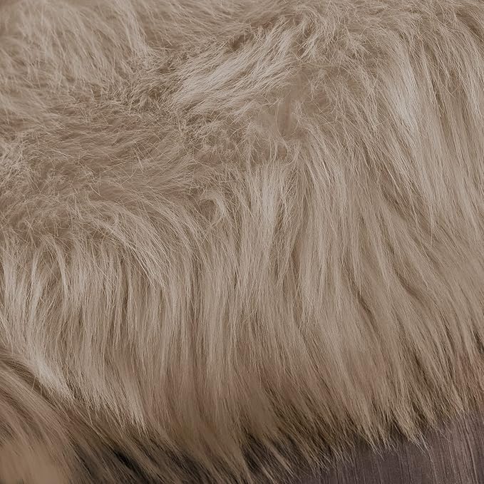 Latepis Living Room Carpet Brown Beige Large Area 6x8 Rug Washable Faux Fur Rug - Image 7