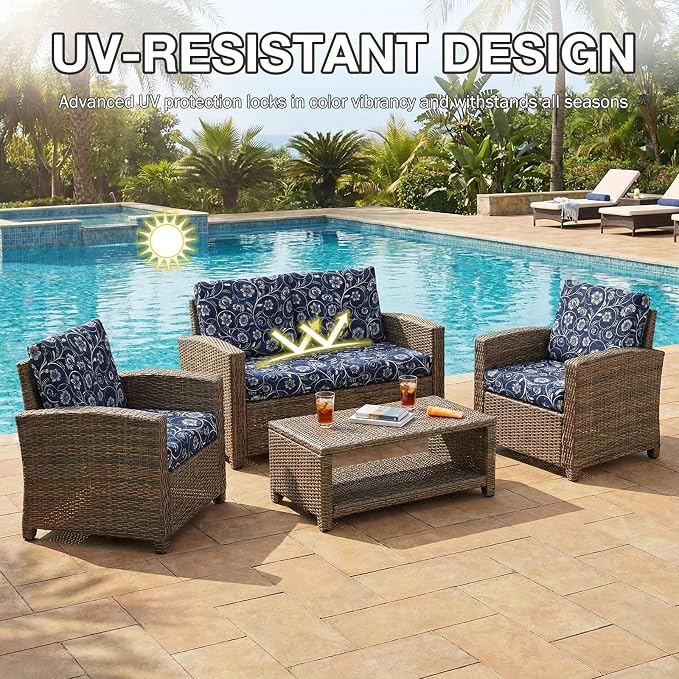 hyha 4Pcs Patio Cushion Covers, Stretch Outdoor Couch Cushion Covers Replacement - Image 6