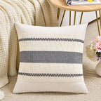 Fancy Homi Set of 1 Neutral Grey Farmhouse Decorative Throw Pillow Covers 16x16 by Fancy+Homi