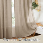 RYB HOME Linen Sheer Curtains for Living Room, Boho Classic Linen Blend Elegant - Image 5