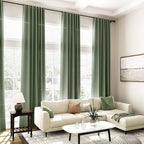 Nanspring Olive Green Linen Sheer Back Tab Curtains 45 Inch Length Semi Sheer - Image 7