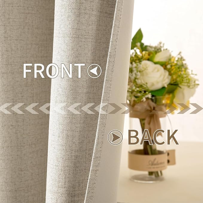 MIULEE Linen Curtains for Bedroom 100% Blackout Thermal Insulated Stone Grommet - Image 6